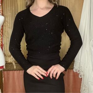 Armani Collezioni Black Sequin Top